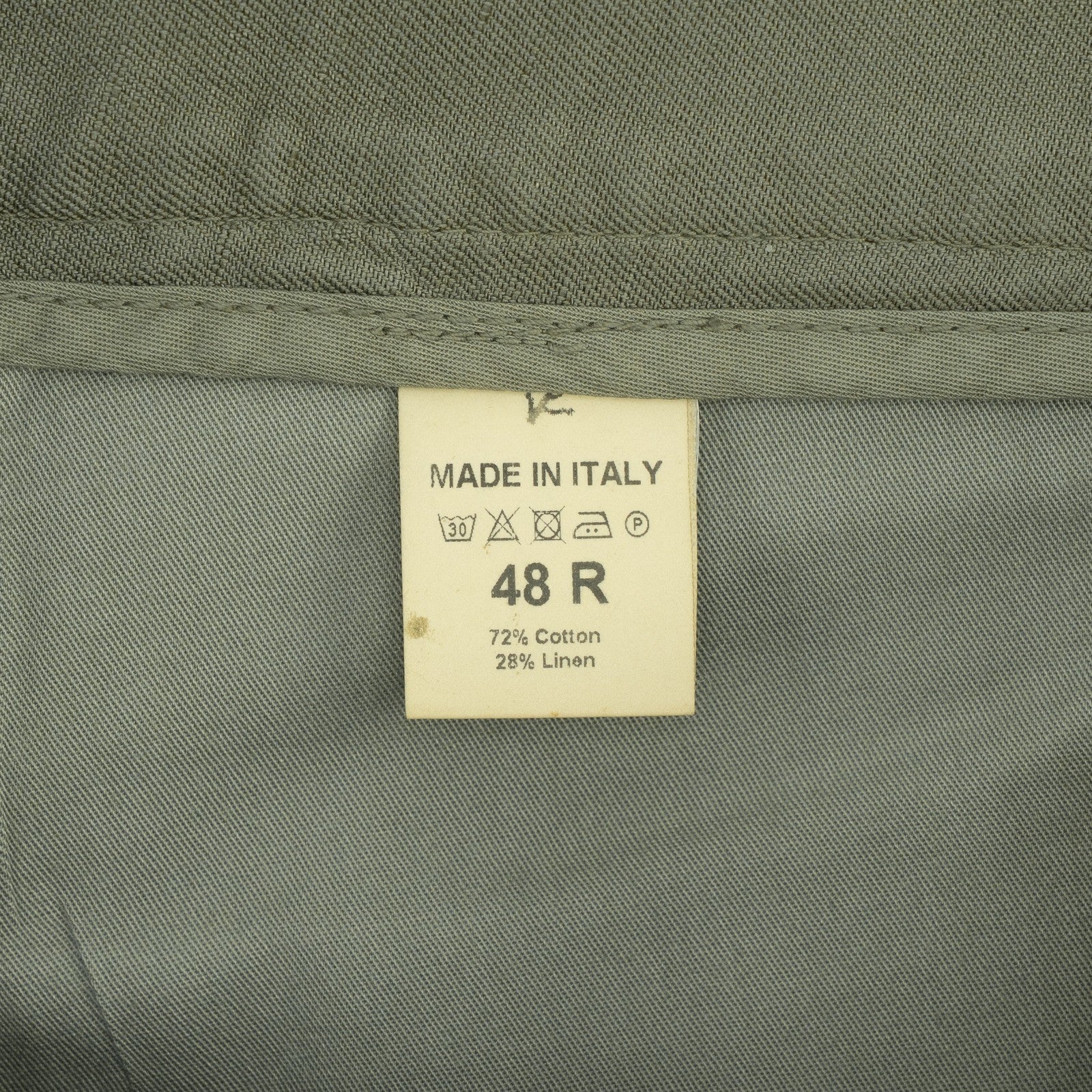 690$ ISAIA NAPOLI Olive Green 5 Pocket Trouser Pant Cotton Linen 32 US  / 48 EU