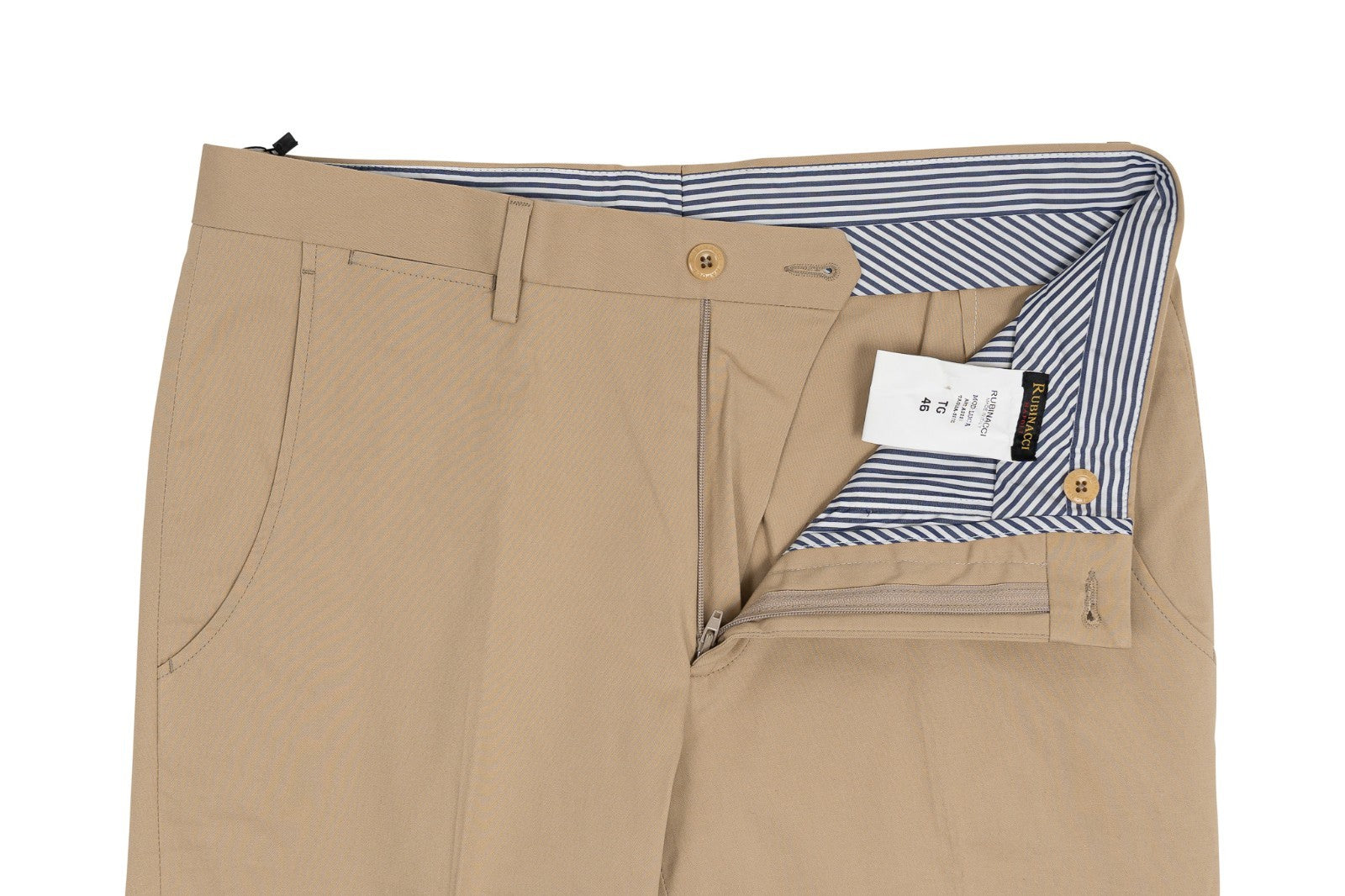 550$ RUBINACCI NAPOLI " Luca" Beige Cotton Chino Trouser Pant Made in Napoli