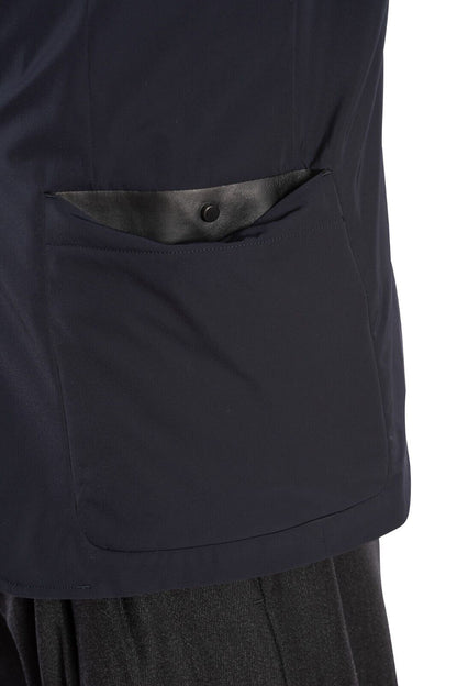 1900$ GIORGIO ARMANI Jacket Blouson Leather Details Dark Blue Water Repellent