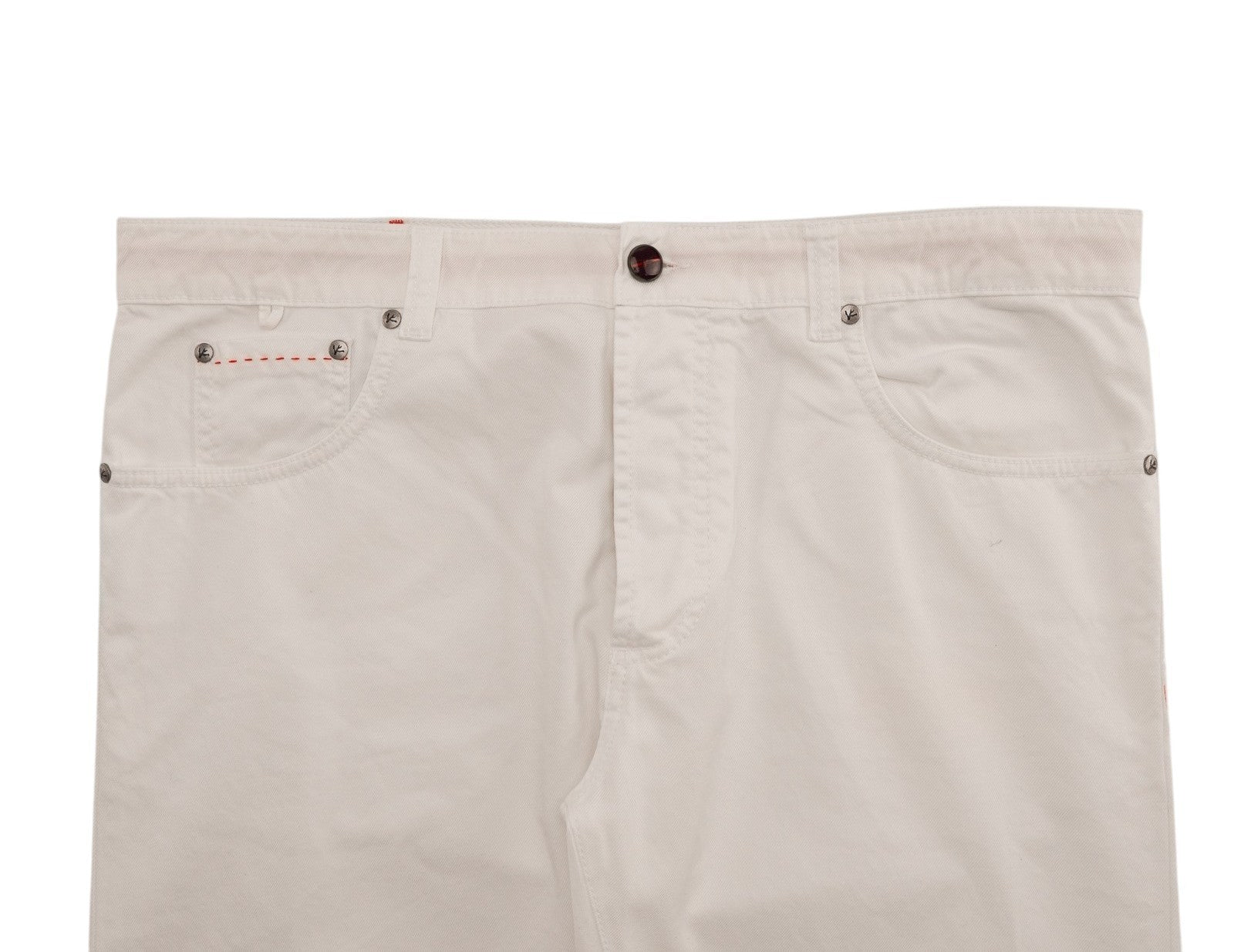 690$ ISAIA NAPOLI White Denim Jeans 5 Pockets Pant Cotton 38 US / 54 EU R