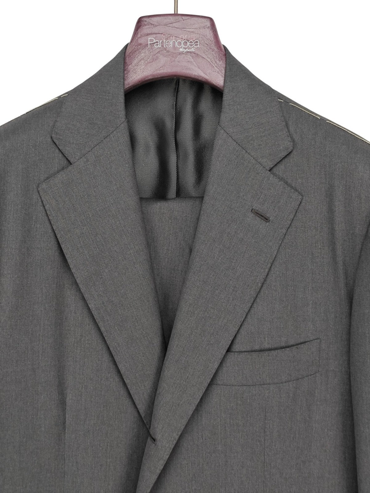 $2900 SARTORIA PARTENOPEA NAPOLI Handmade Gray Suit Wool 180's  44 US / 54 EU 7R