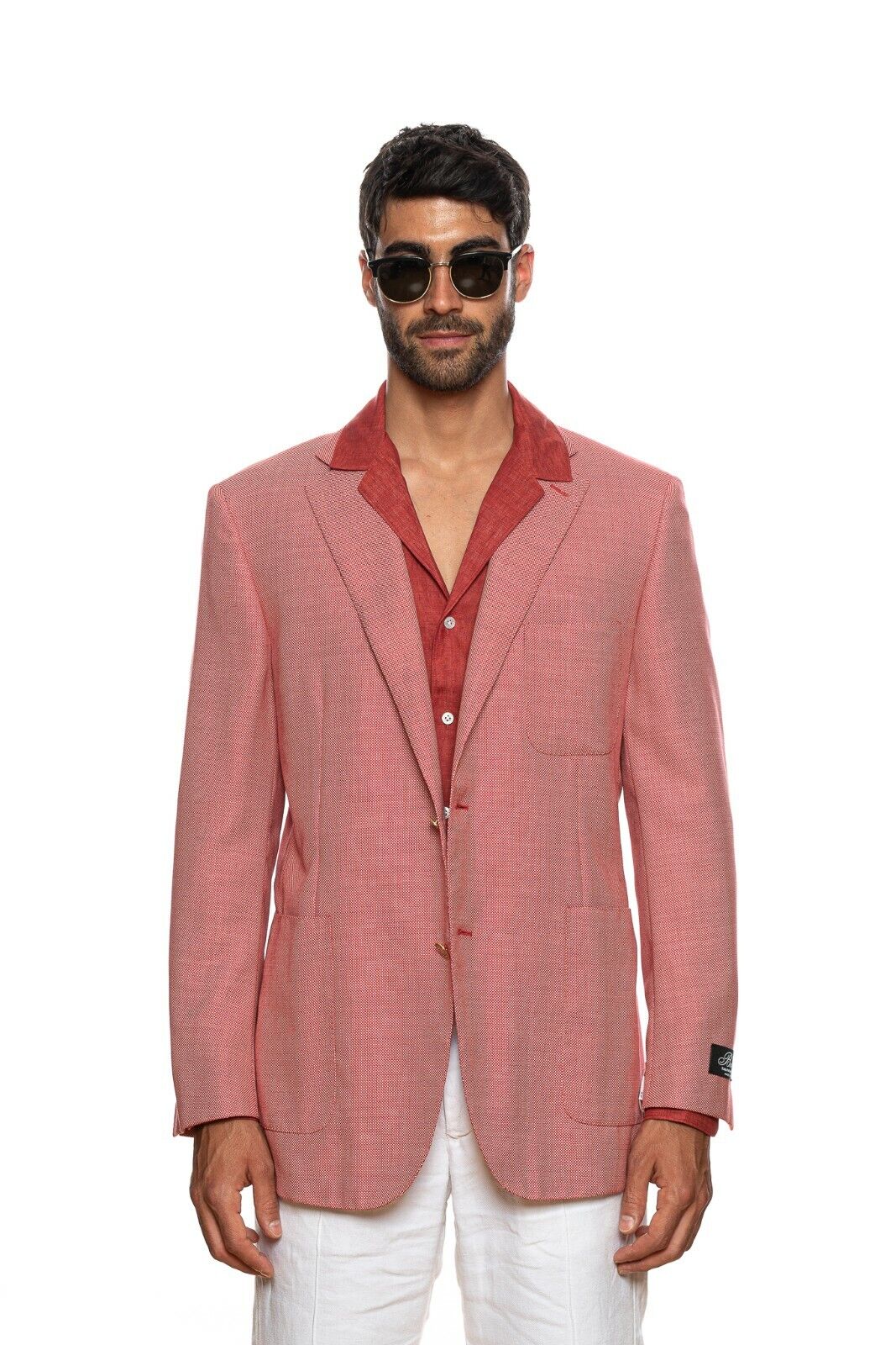 BELVEST Light Red Wool Cotton Honeycomb Jacket Blazer 46 US / 56 EU 7 R
