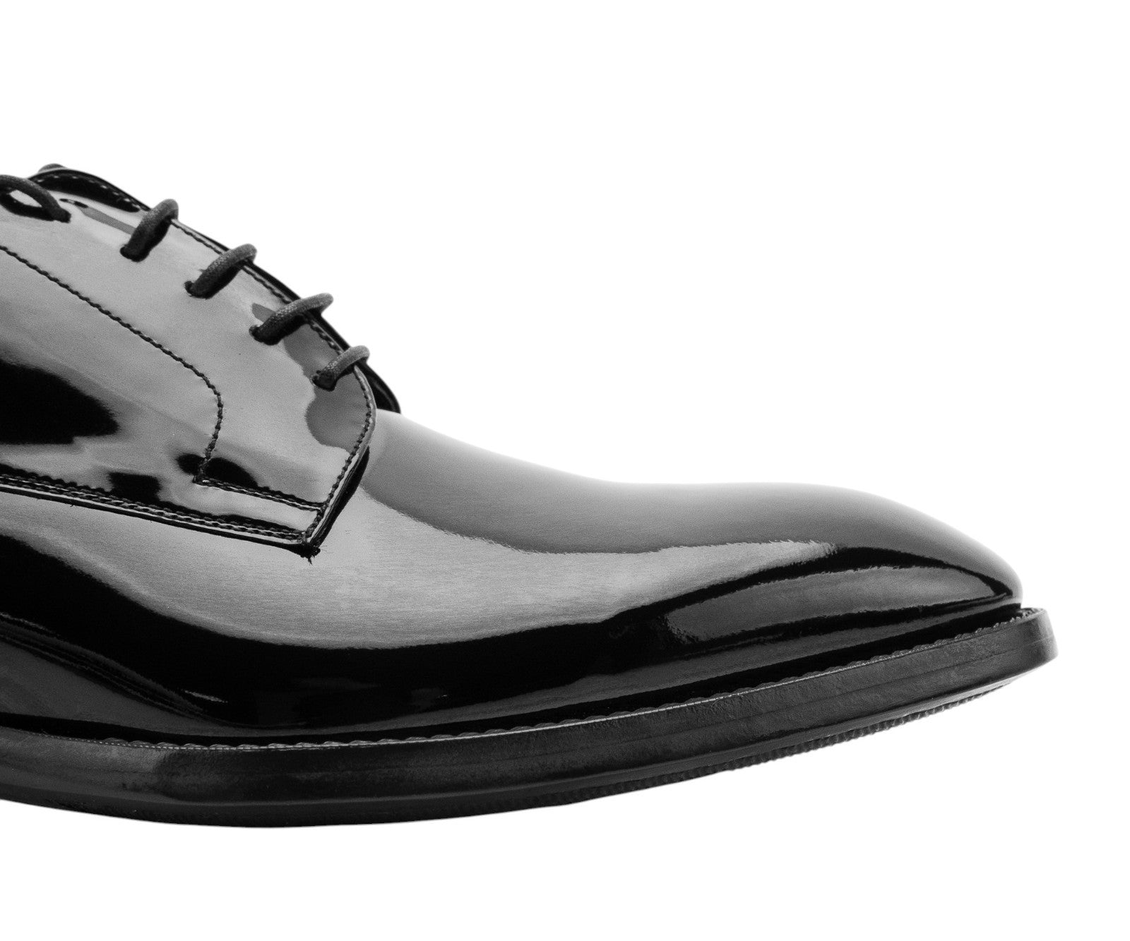 1220$ GIORGIO ARMANI Derby Shoes Black Patent Leather 8 UK 10 US 42 IT