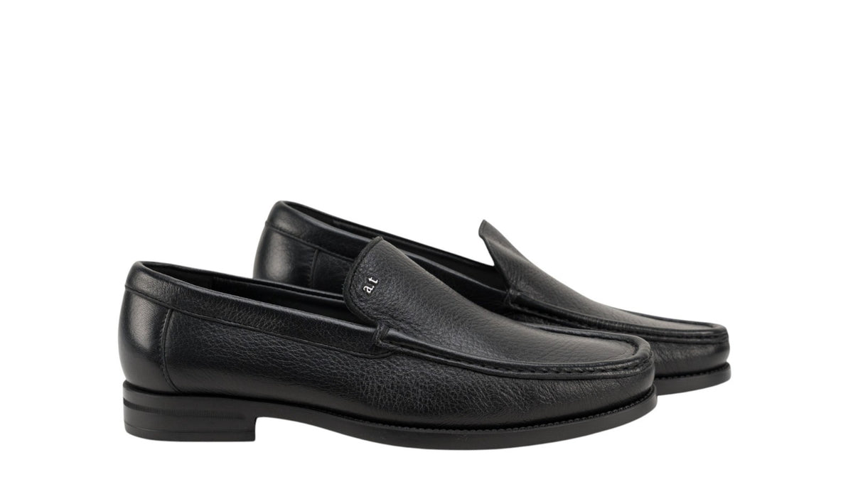 1300$ TESTONI Mocs Loafer Shoes Deer + Dark Metal Black 8 UK / 9 US / 42 IT