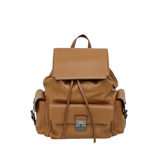 1980$ PINEIDER FIRENZE Brown Grain Calf Multiple Backpack Travel Weekender