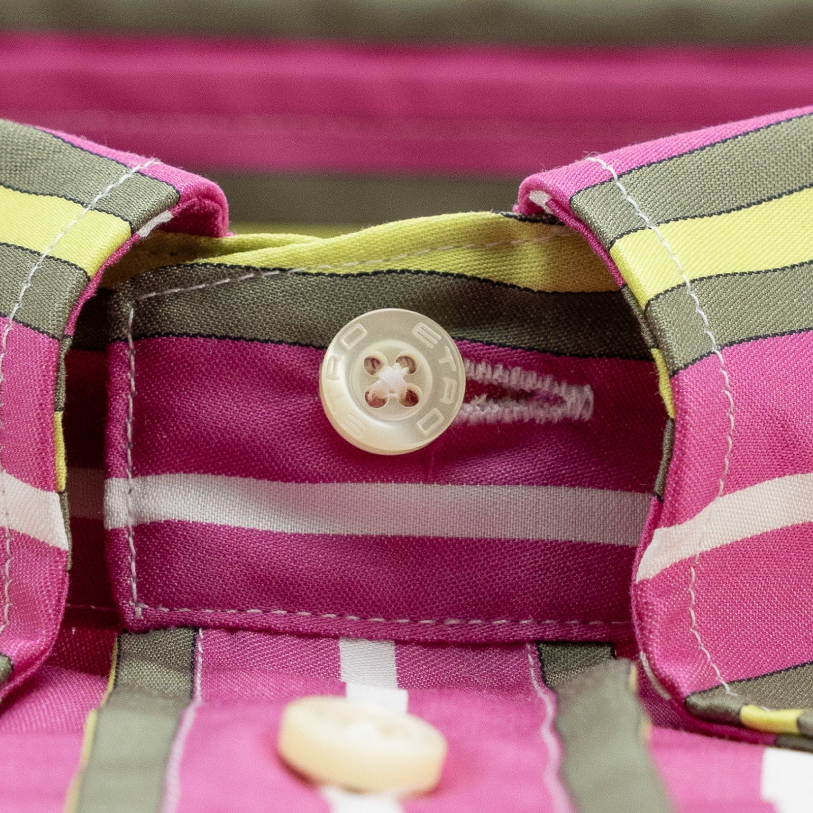 500$ ETRO MILANO Shirt Striped Shirt Magenta Olive Button-Down Cotton 16.5 - 42