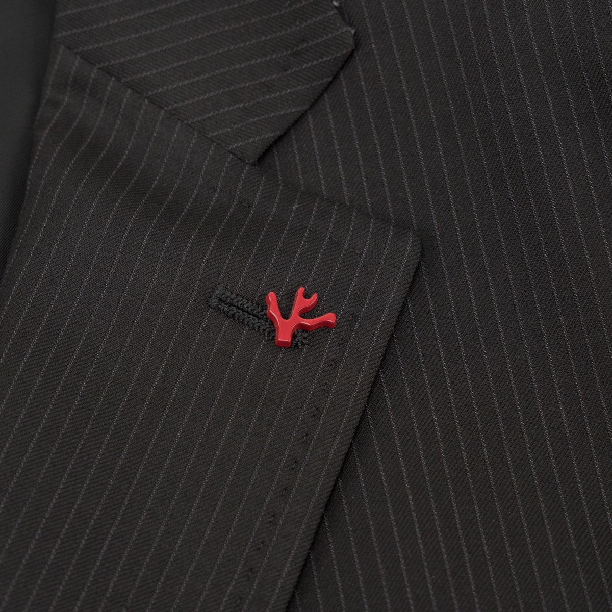 $6850 ISAIA NAPOLI "Capri" Black Suit Hand-Sewn Fine Wool Striped 8R
