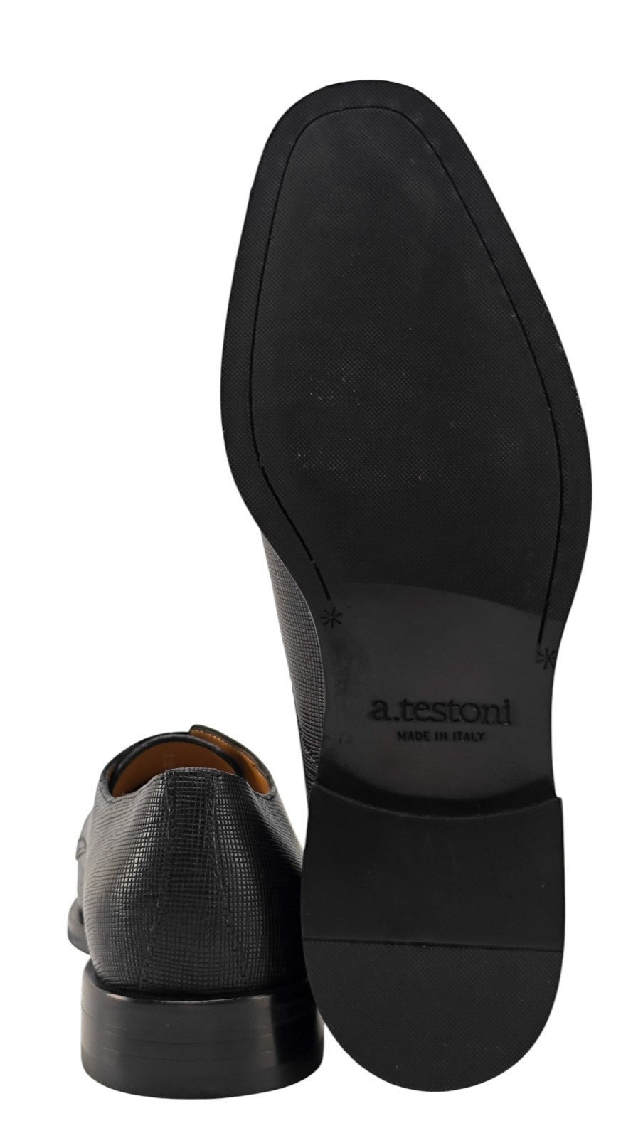 1200$ TESTONI Derby Shoes Saffiano Lux Soft Calf Black 8 UK / 9 US / 42 IT