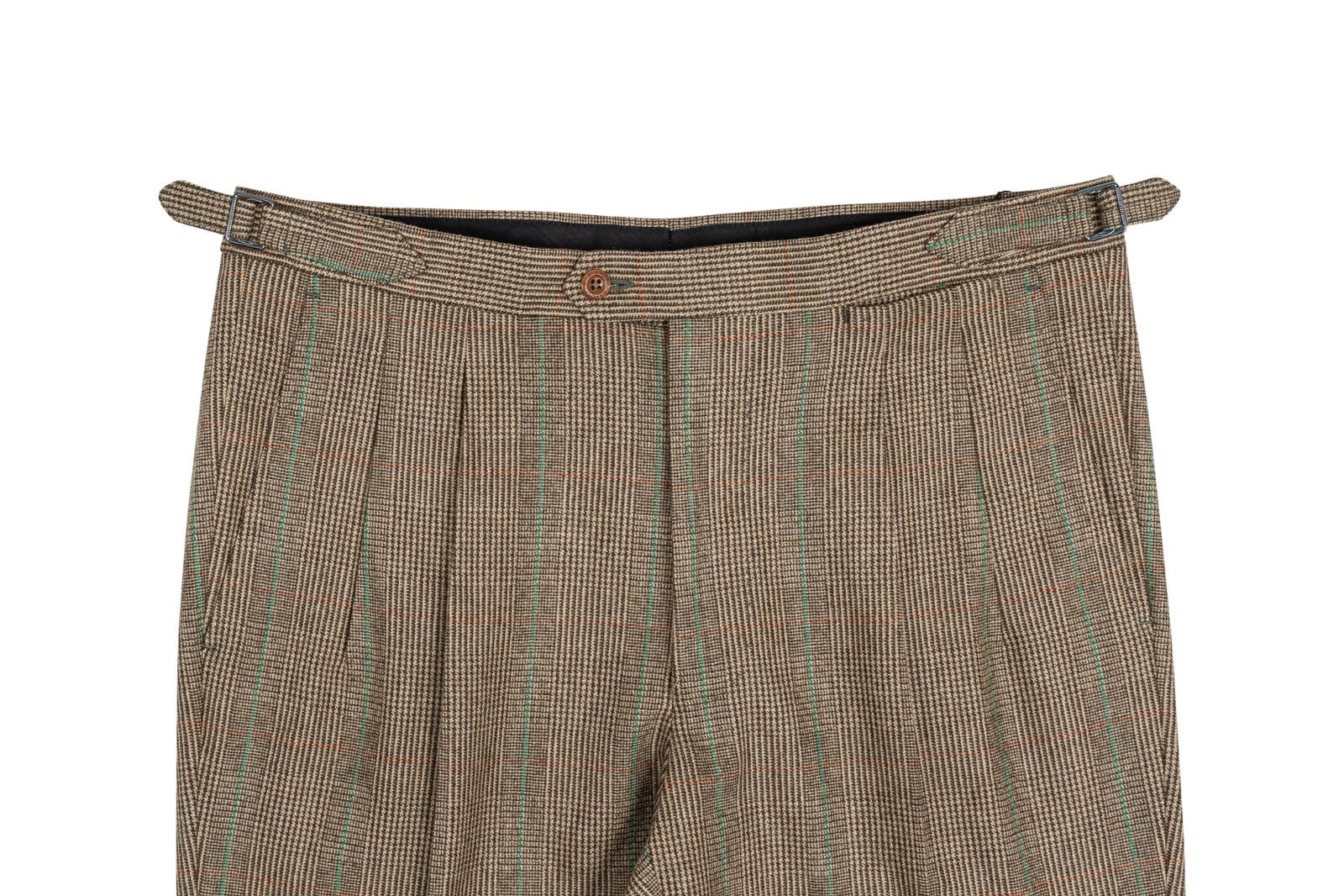 670$ RUBINACCI NAPOLI Brown Checks Dress Pant Flannel Wool 36 US / 52 EU