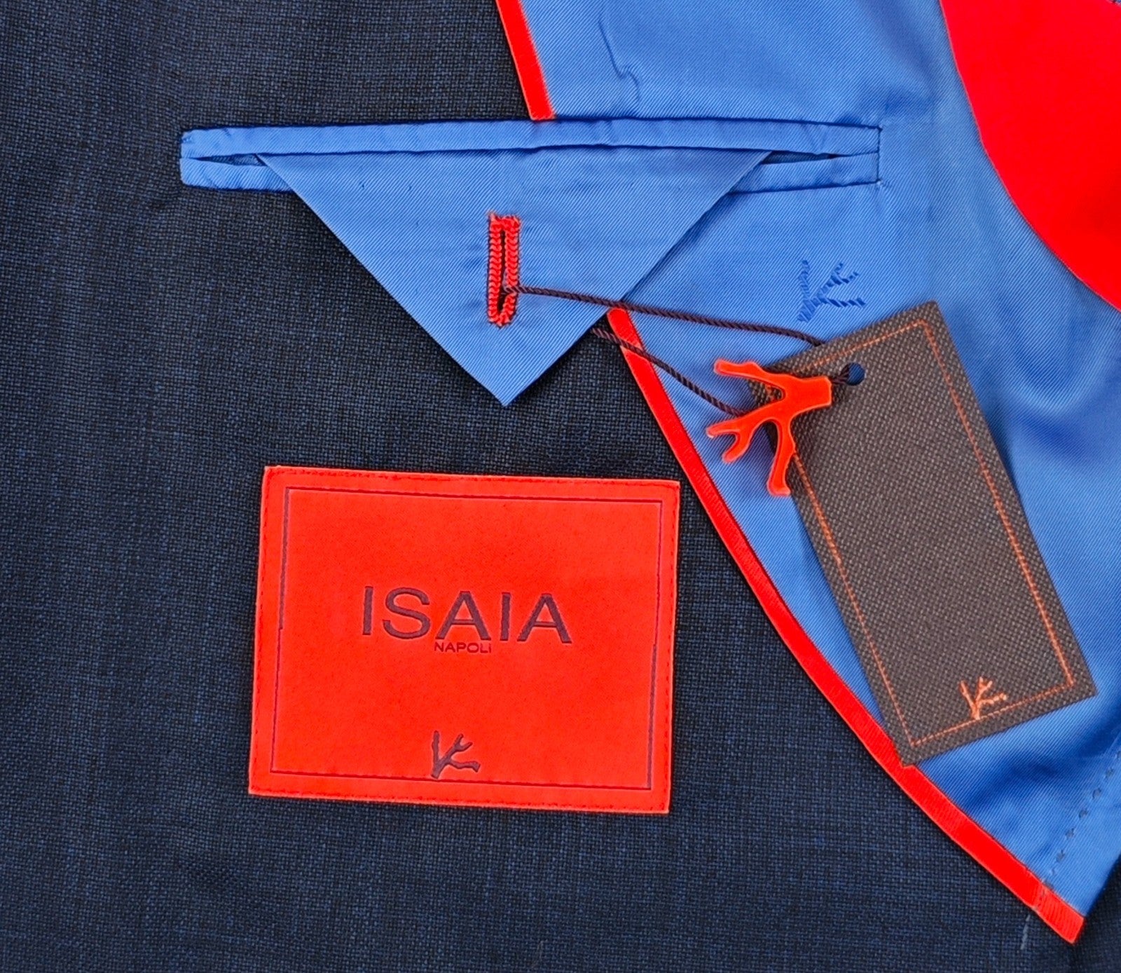 $5800 ISAIA NAPOLI Blue Solid Hand-Sewn Suit Wool / Silk  38 US / 48 EU 8R