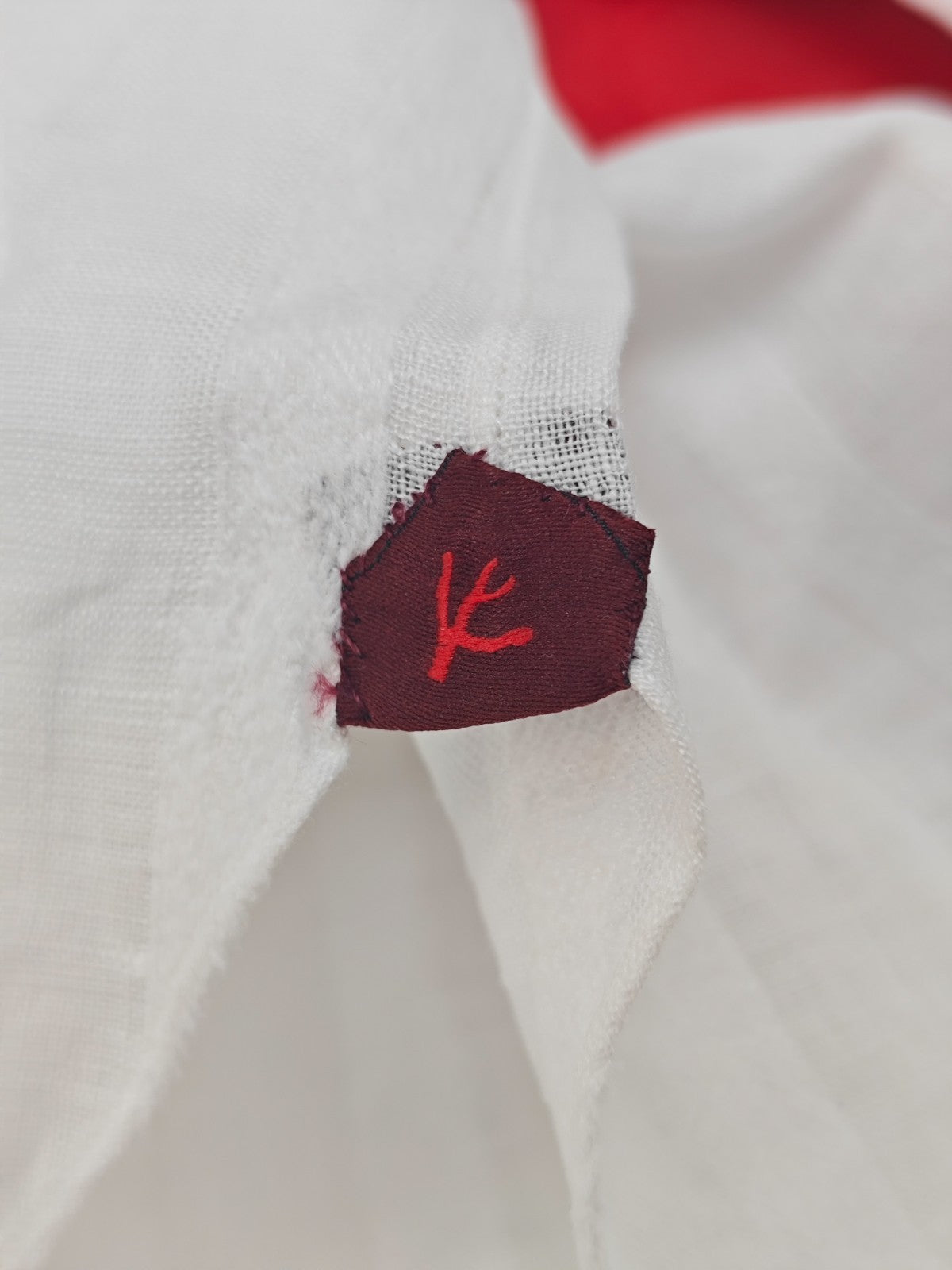 790$ ISAIA NAPOLI White Shirt Hand-Sewn Jacquard Cotton Linen