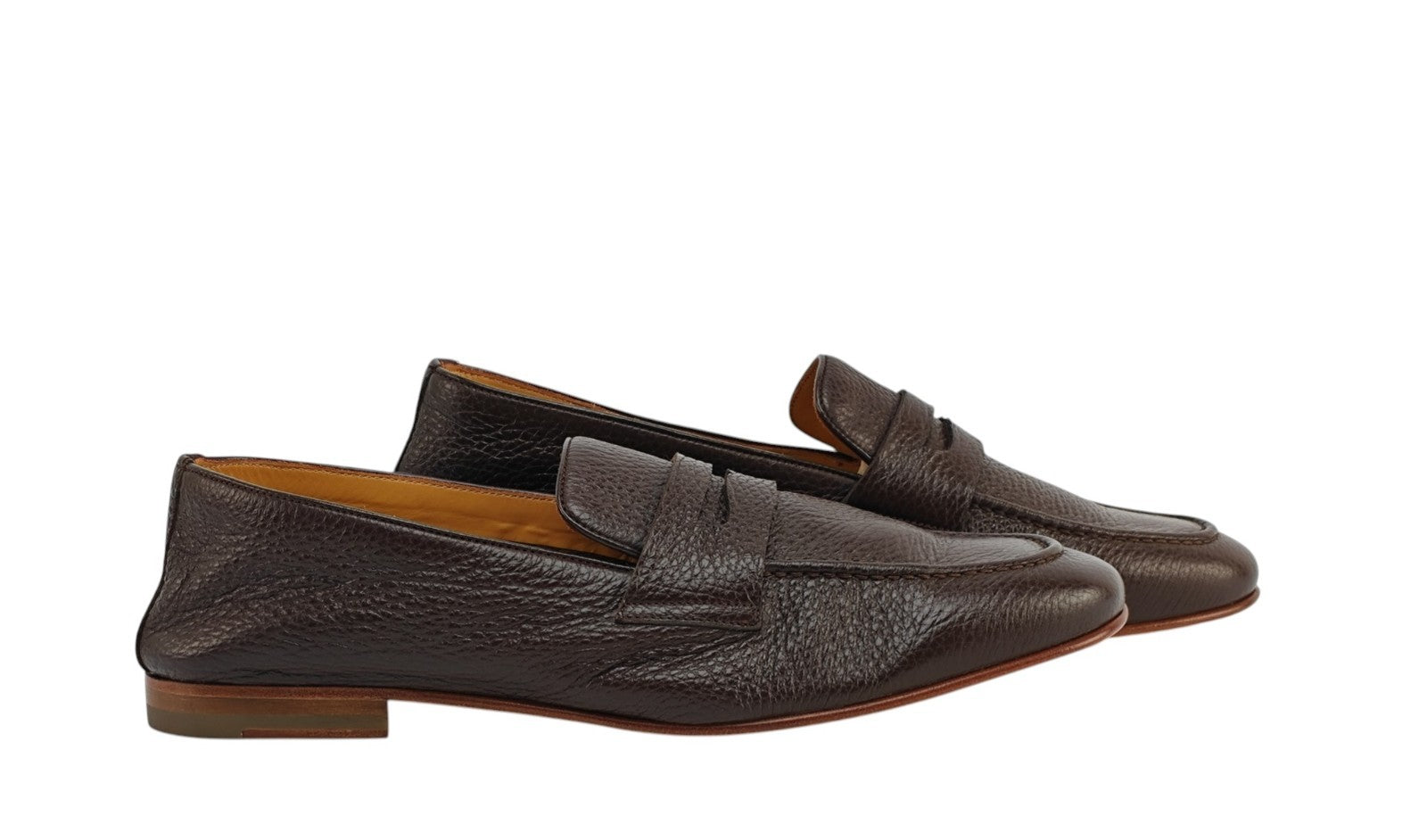 1250$ TESTONI "Carloforte" Unlined Loafer Shoes Deerskin Cigar  8 UK 9 US 42 IT
