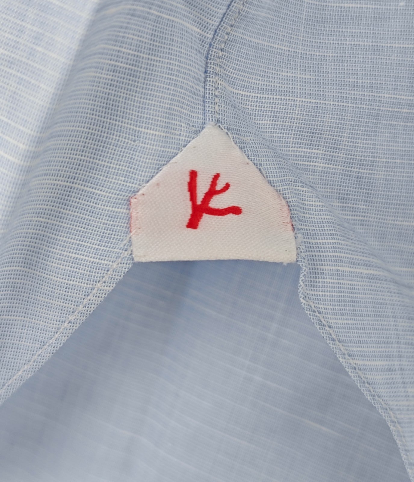 765$ ISAIA NAPOLI "Mix" Light Blue Dress Shirt Hand-Sewn Cotton Linen 18 - 45