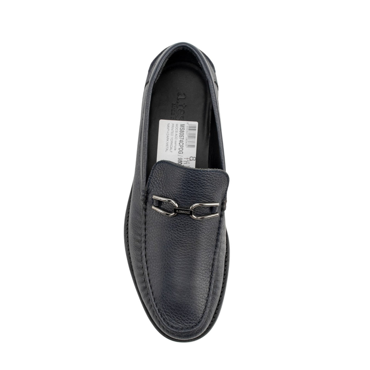 1200$ TESTONI Loafer Shoes Printed YorkCalf Blue Navy+Metal 8 UK / 9 US / 42 IT