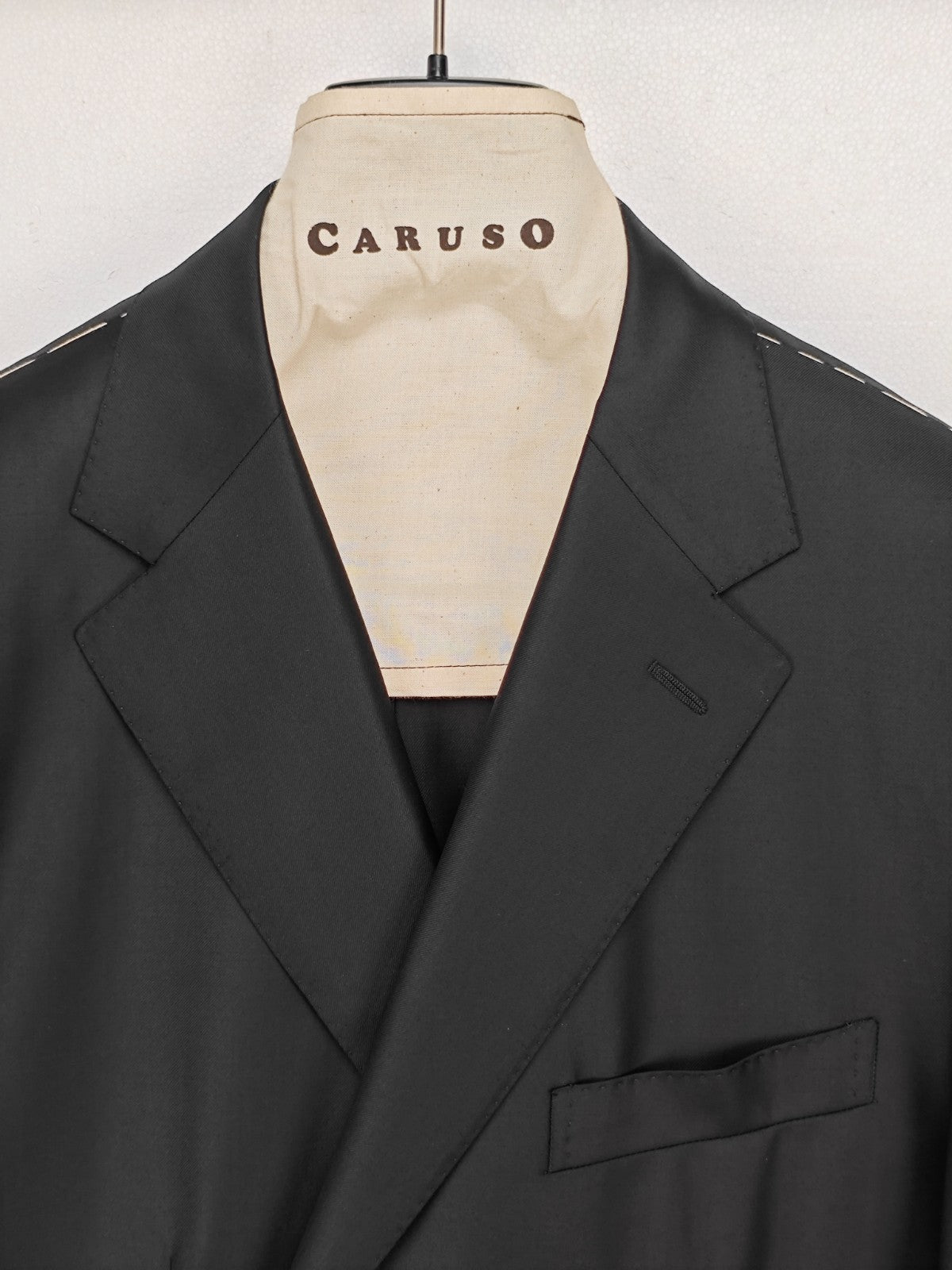 $2200 RAFFAELE CARUSO Black Suit LORO PIANA Tasmanian Wool 150's  46 US / 56 EU