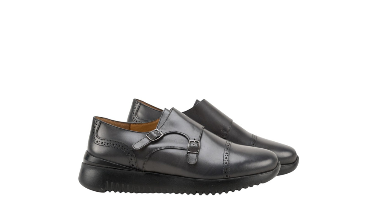 1100$ TESTONI Riace Double Monk Shoes Burnished Calf  Taupe 8 UK / 9 US / 42 IT