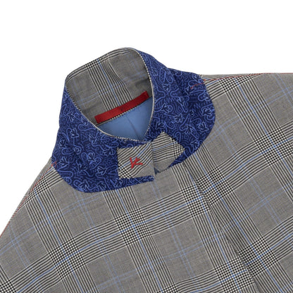 $6550 ISAIA NAPOLI "Base 5" Gray Suit Fine Wool Prince of Wales 42 US / 52 EU 7R