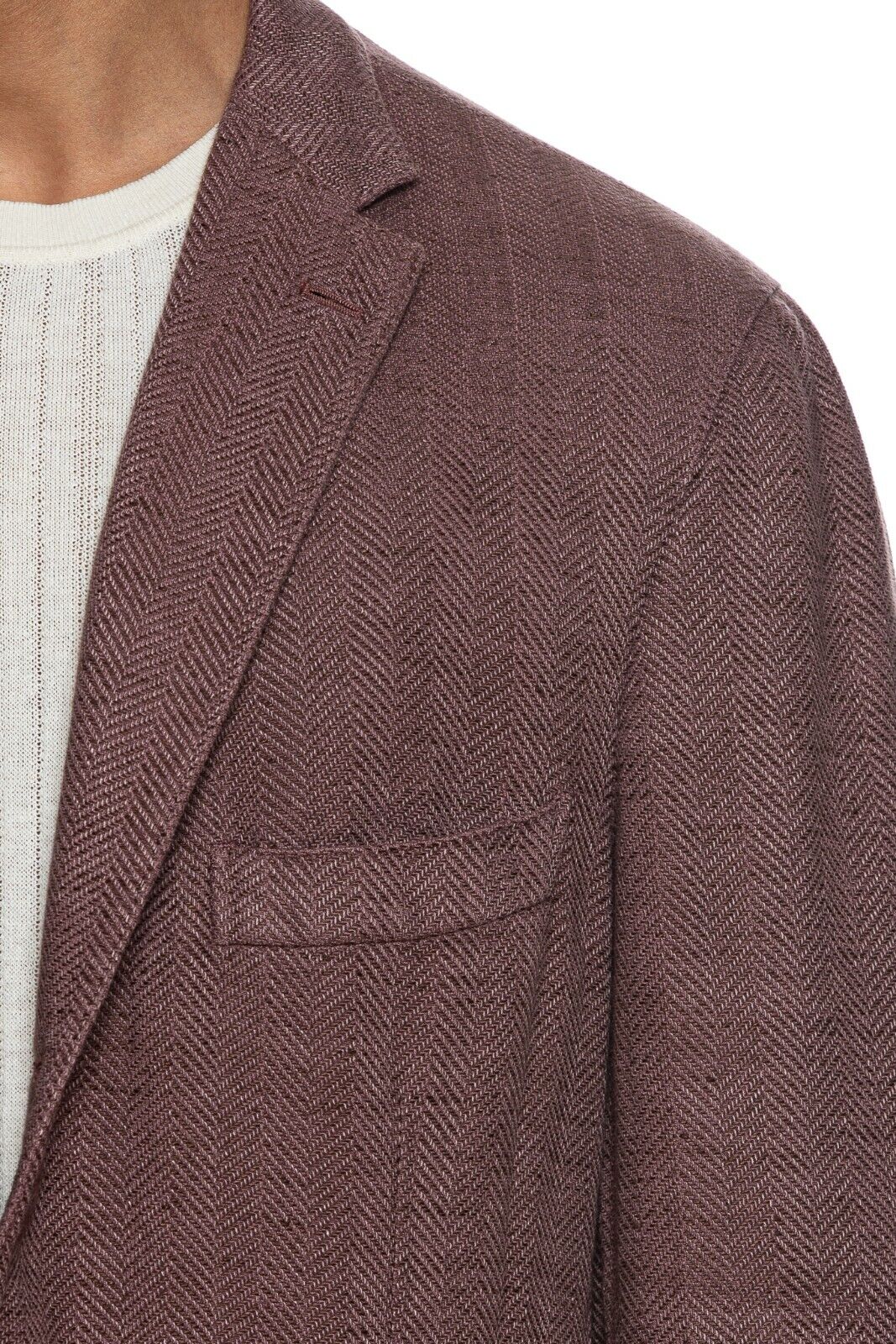 1780$ BELVEST Wine Washed Linen Cotton Herringbone Jacket 46 US / 56 EU 7R