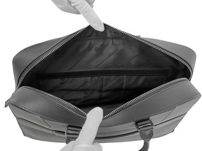 1240$ PINEIDER FIRENZE "Metro Smooth" Black Calf PC Briefcase Bag Document Case