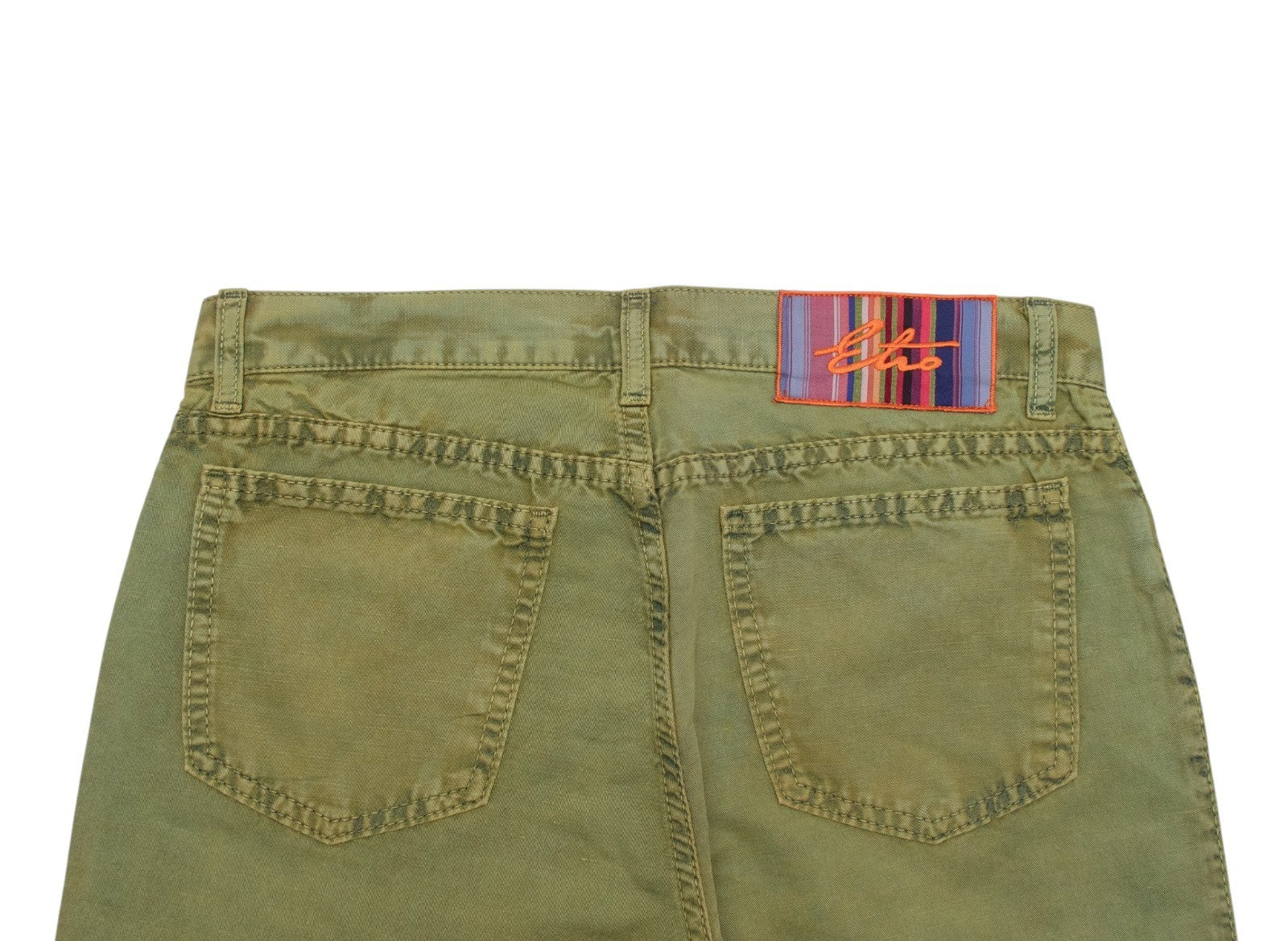 850$ ETRO MILANO Sand Green Cotton Linen Pant Bootcut - Made in Italy