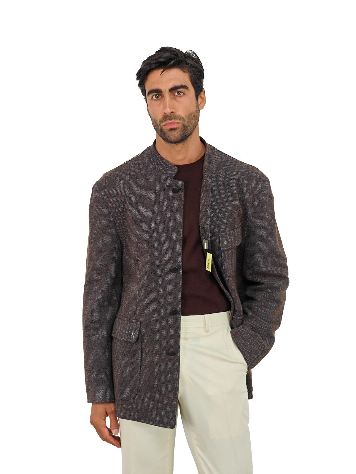 $1940 RUBINACCI NAPOLI Brown Sahariana Guru Jacket Wool / Cotton 44 US / 54 EU