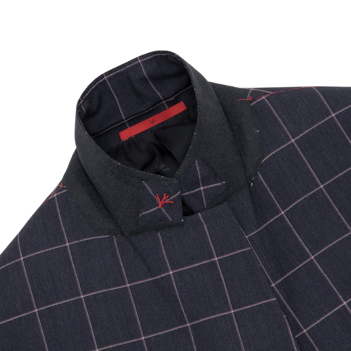 $6600 ISAIA "Capri" Suit Dark Blue - Pink Wool Windowpane 44 US / 54 EU 8R