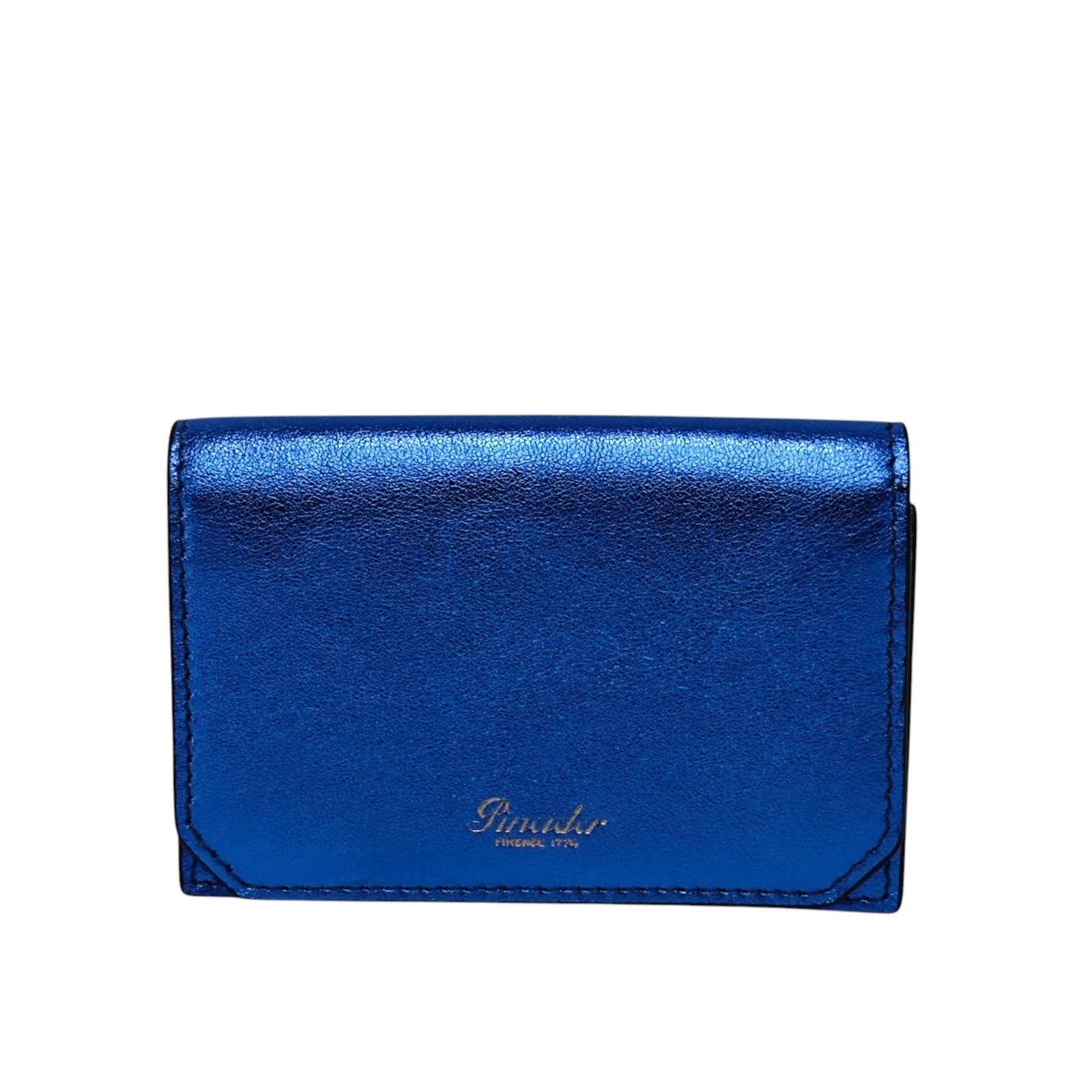 260$ PINEIDER FIRENZE 1774 Leather Folded Card Holder Laminated Blue