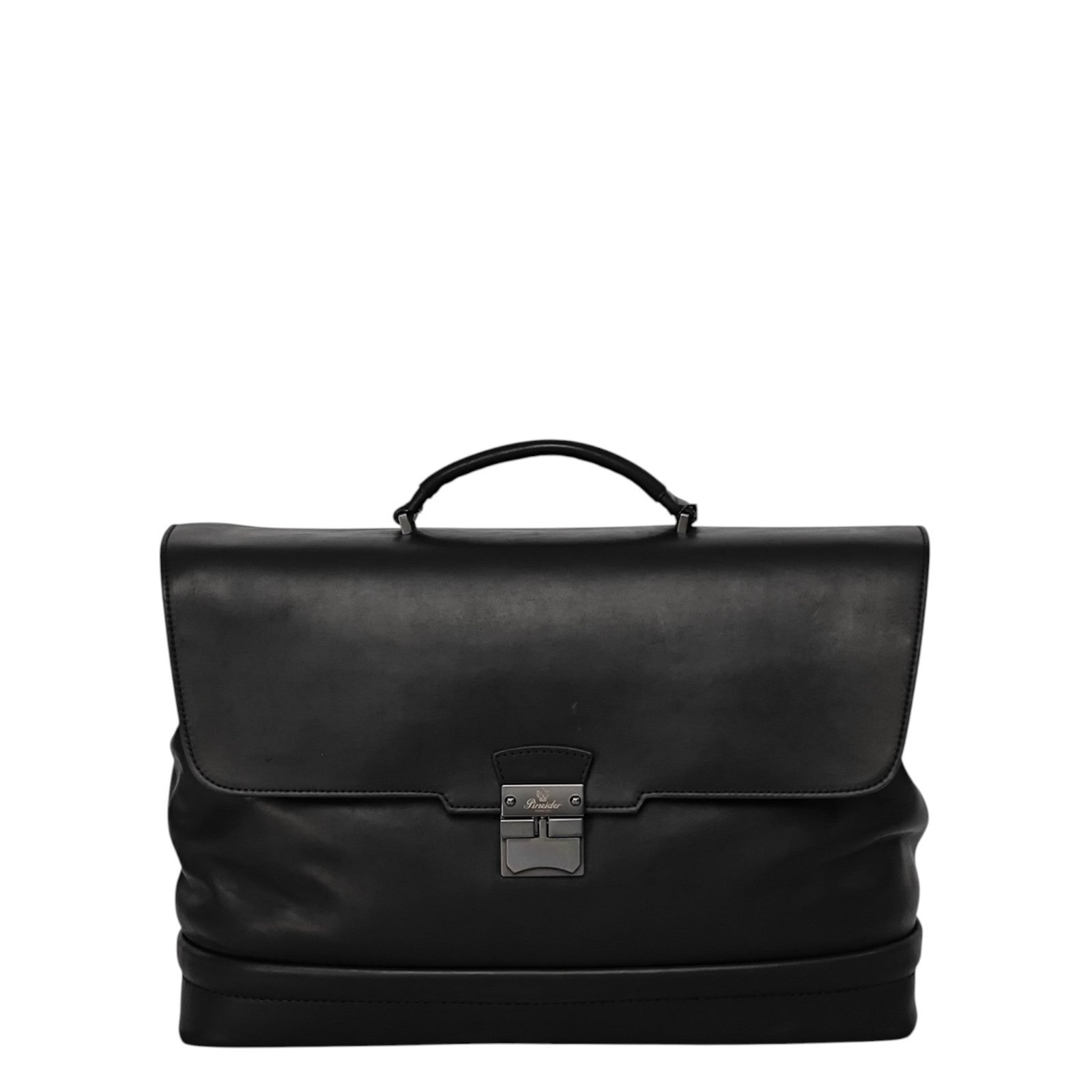 1220$ PINEIDER FIRENZE 1774 "Metro Smooth" Calf Briefcase Work Doctor Bag Black