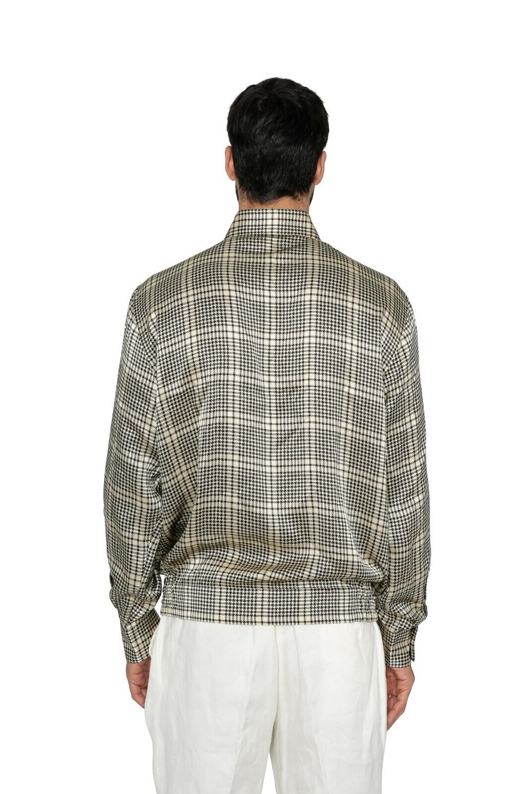 1400$ LUXURY MAROL BOLOGNA Bomber Jacket Shirt Sand 100% SILK Satin  16.5 - 42