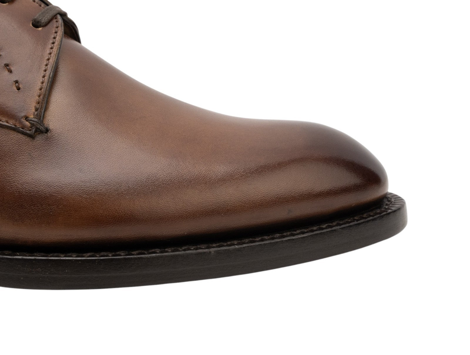 ISAIA NAPOLI Brown Caramel Derby Shoes Calf Leather Handmade 5 UK / 6 US / 39 IT
