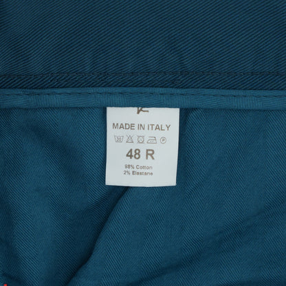 725$ ISAIA NAPOLI Petroleum Blue 5 Pocket Denim Jeans Cotton Slim 32 US / 48 EU