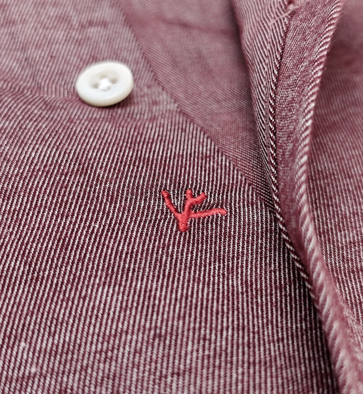 770$ ISAIA NAPOLI "Mix" Wine Dress Shirt Hand-Sewn Twill Heavy Cotton