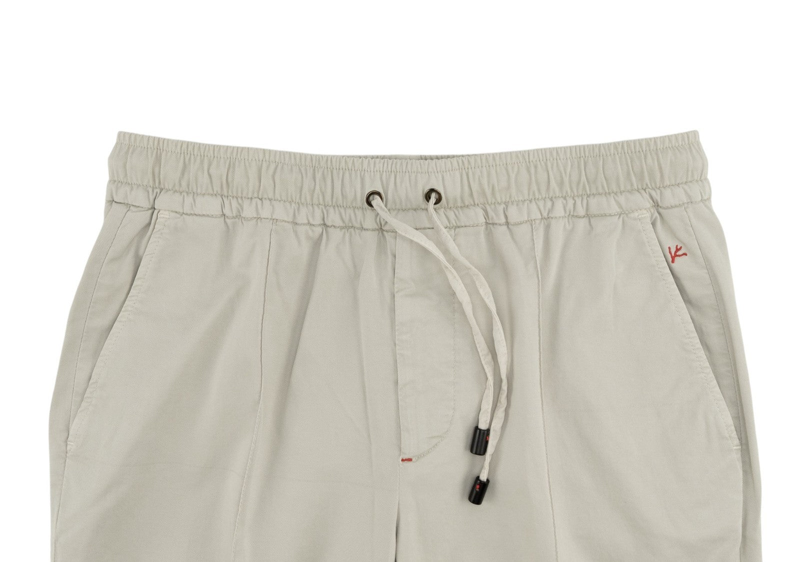 1050$ ISAIA NAPOLI Ivory Drawstring Pant Cotton Relaxed Tapered Fit 34 US 50 IT