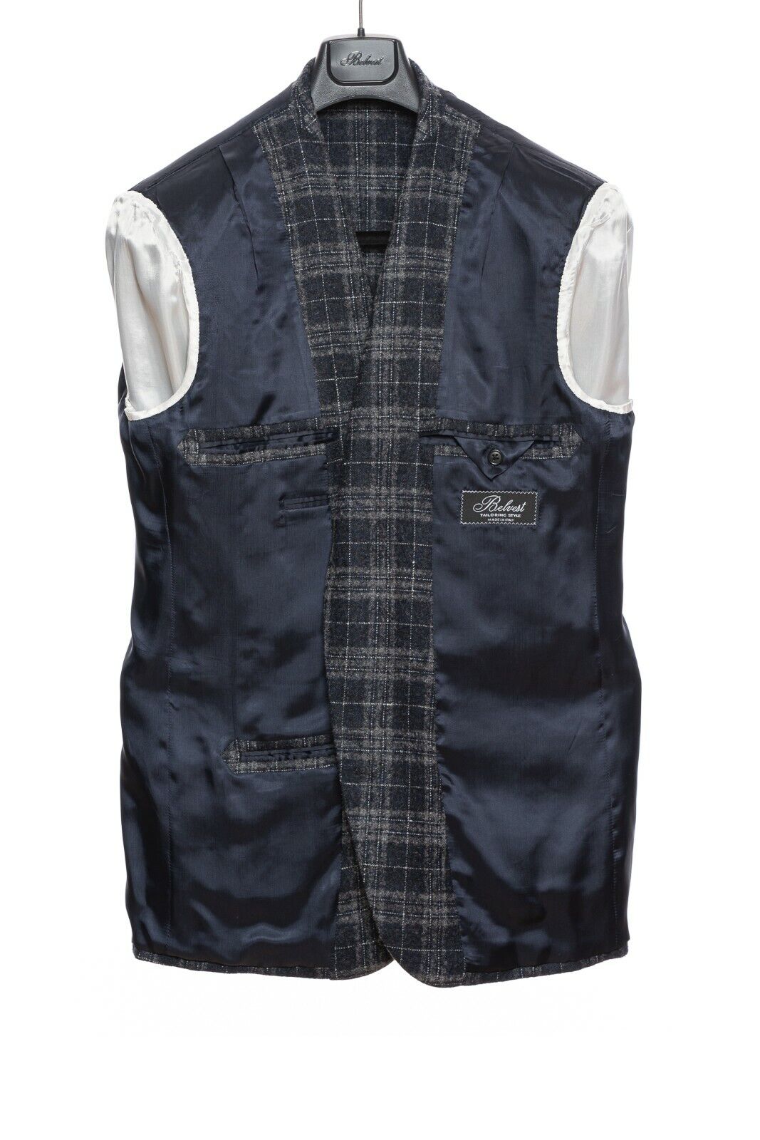 $2395 BELVEST Gray Blue Check Baby Alpaca Wool Jacket 44 US / 54 EU Drop 7R