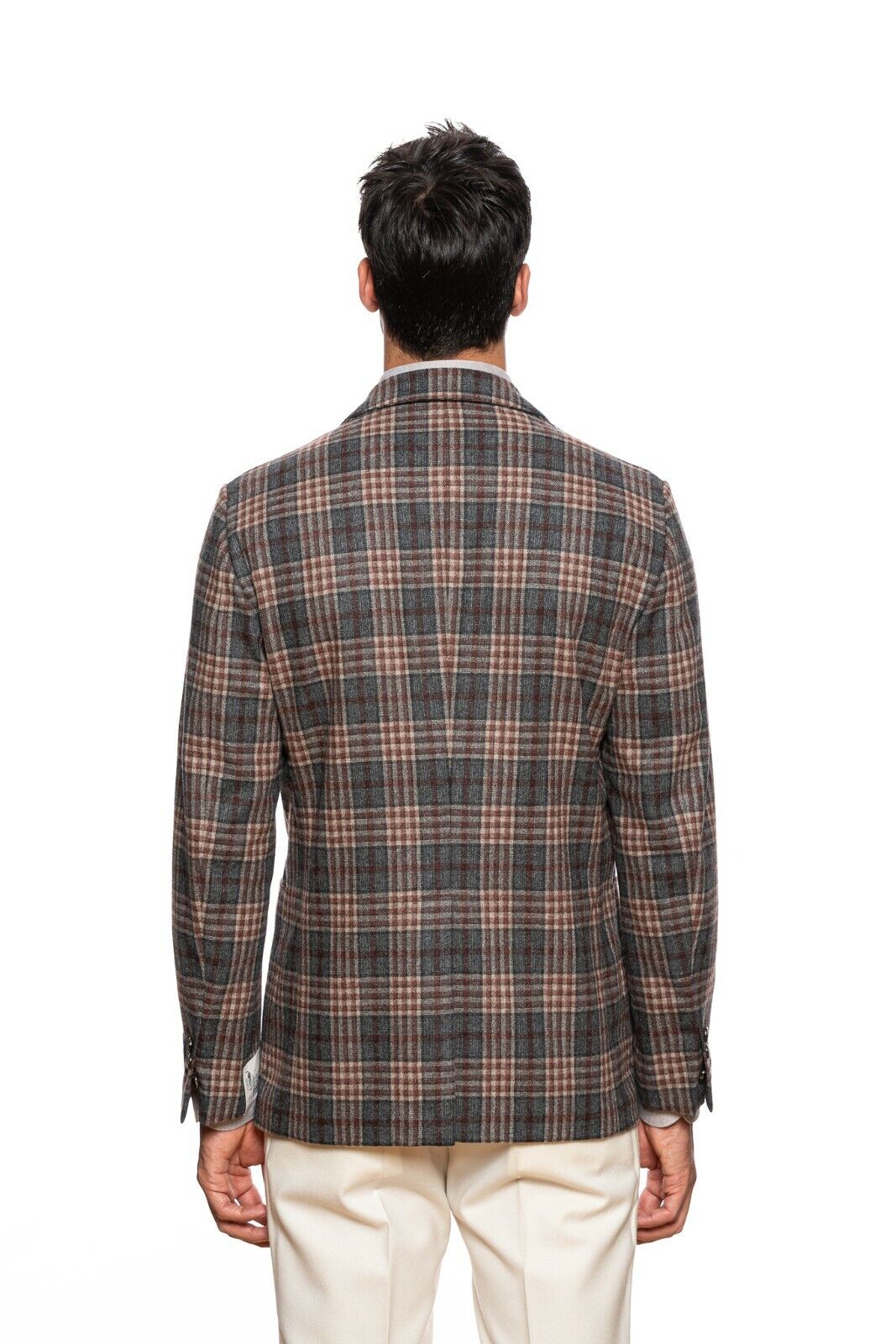 $1799 BELVEST Gray Wool Cashmere Check Jacket Blazer 40 US / 50 EU Drop 8R
