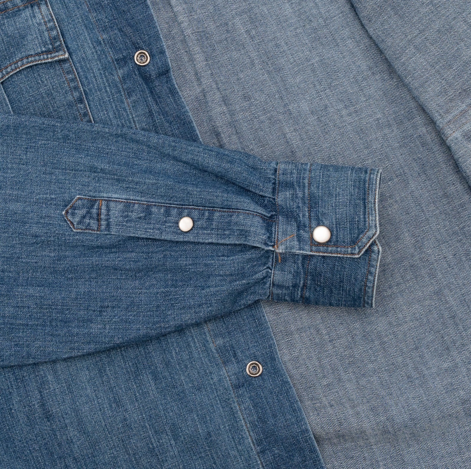 730$ ISAIA NAPOLI Denim Western Shirt Hand-Sewn Blue Cotton 15.5 - 39
