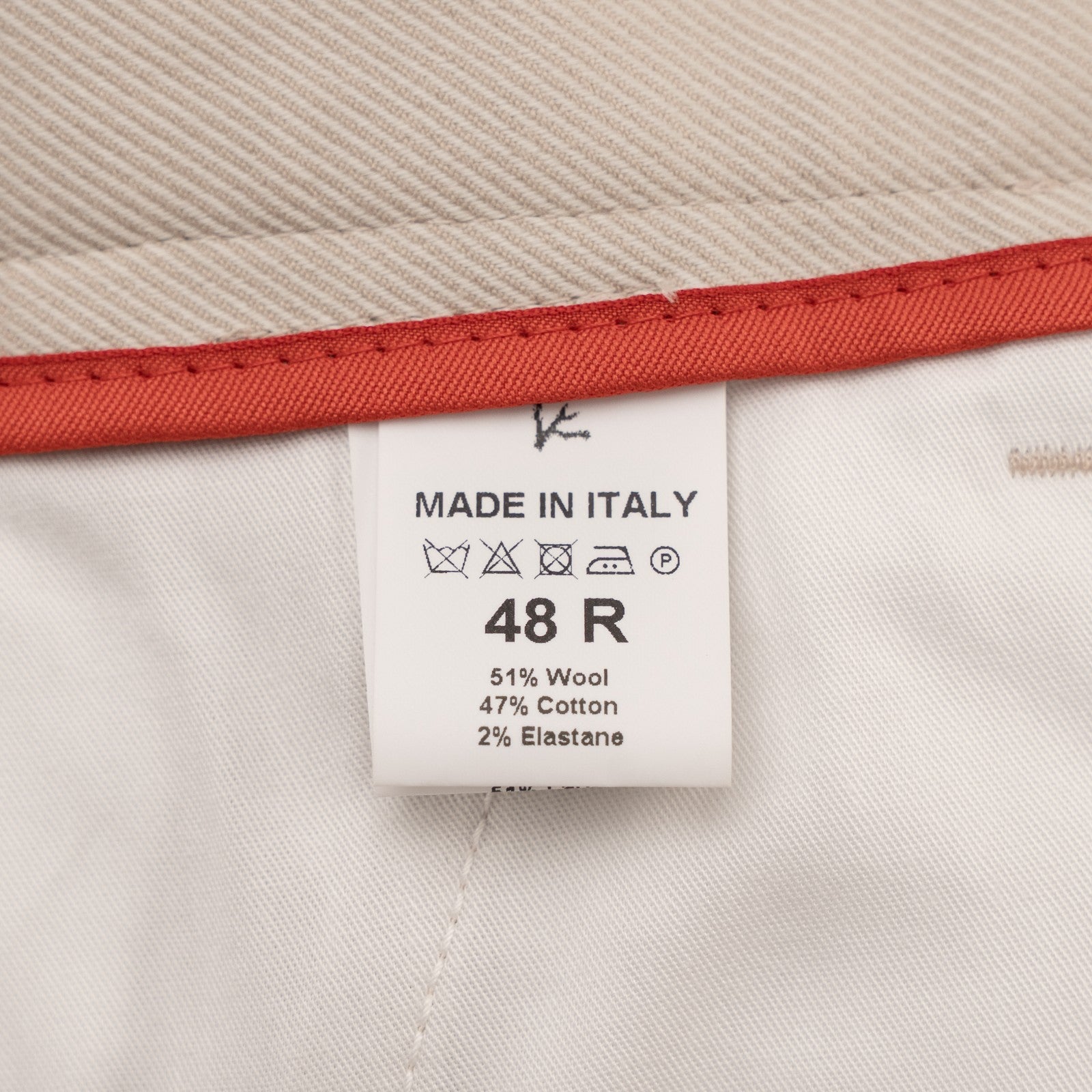 1450$ ISAIA Tapered Dress Pant Wool Cotton Gabardine Light Beige 32 US / 48 EU R