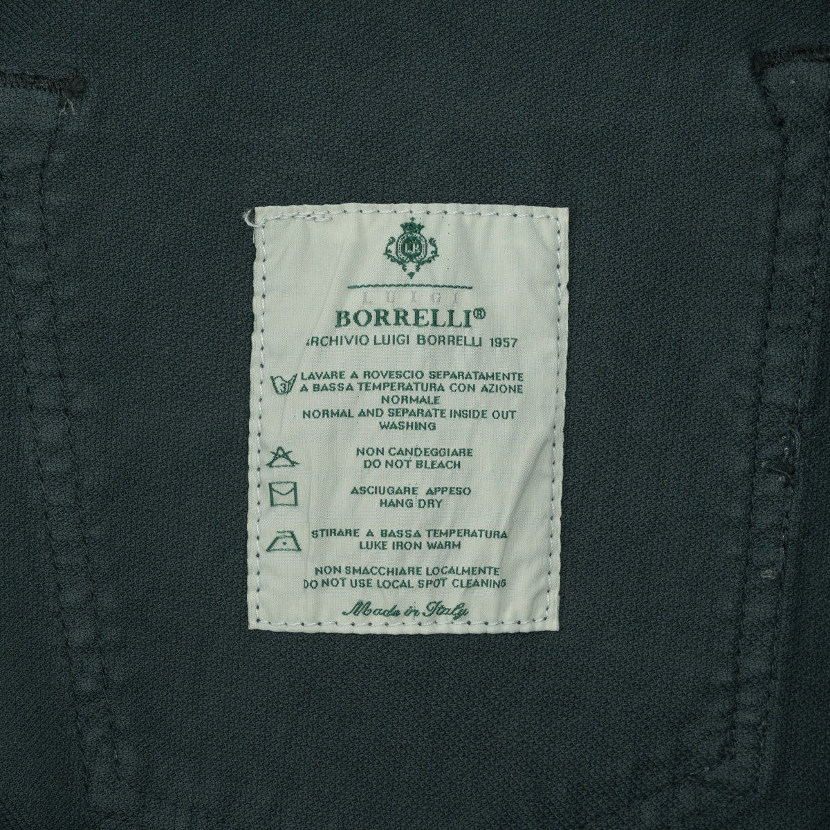 415$ LUIGI BORRELLI NAPOLI Green Pant Jeans Twill Denim Cotton 35 US / 51 EU