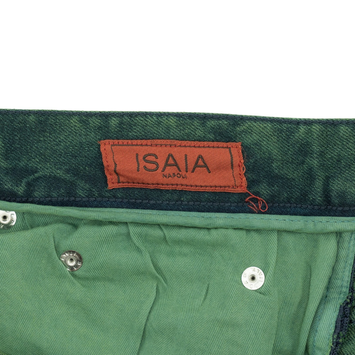 795$ ISAIA NAPOLI "Forcella" Green Denim Jeans Pant Cotton Wide Fit 32 US /48 EU