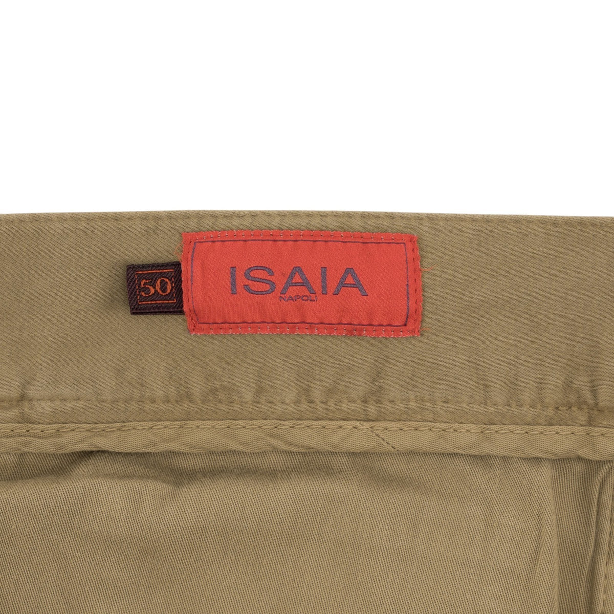 850$ ISAIA NAPOLI "Chiaia" Beige Chino Sport Pant Cotton  Cashmere - Leather Tag