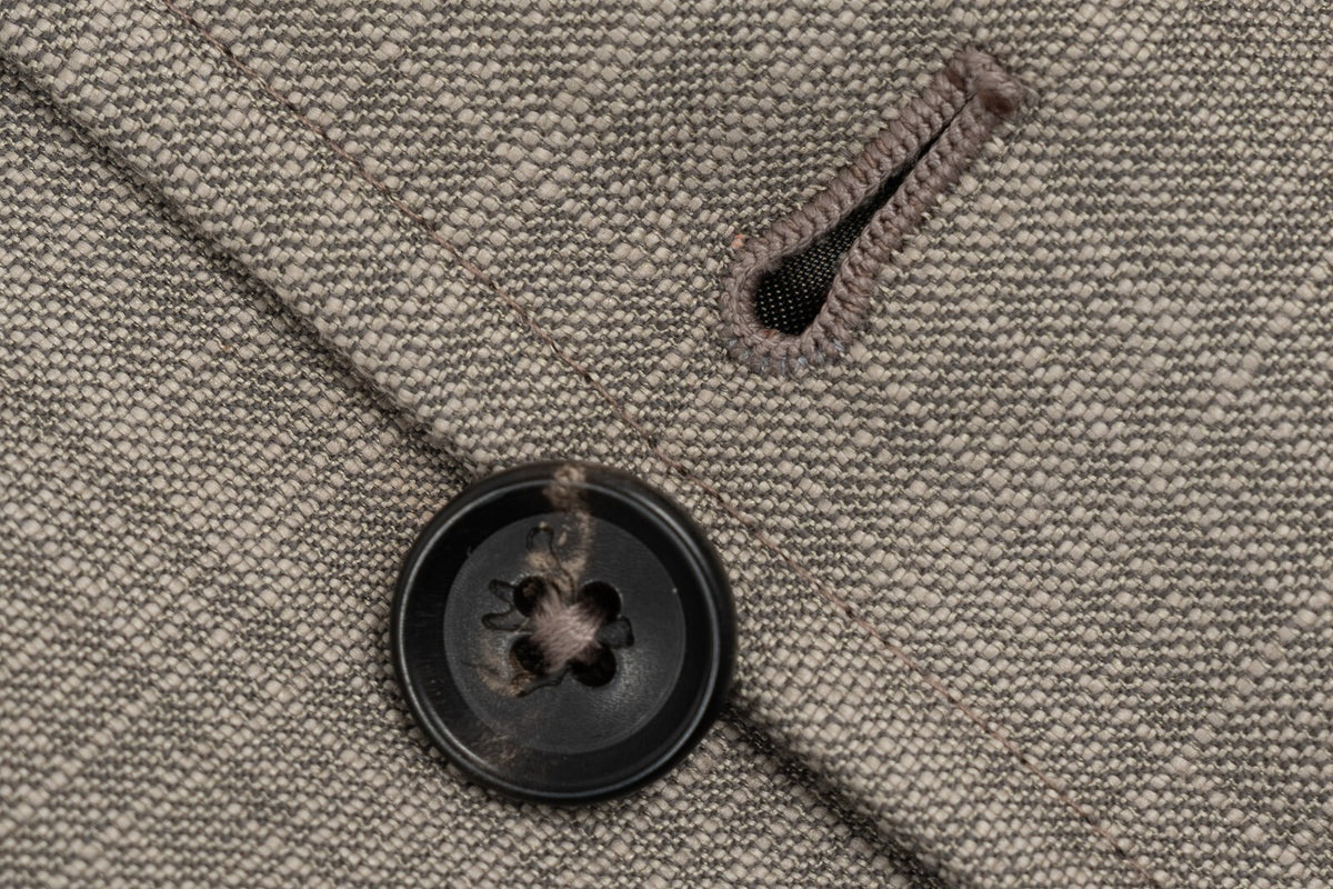1600$ ISAIA NAPOLI Light Gray Vest Jacket Techno Wool & Suede 36 US / 46 EU