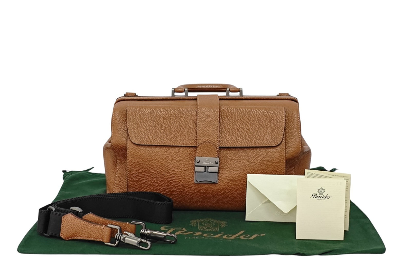 1450$ PINEIDER FIRENZE 1774 "Bottolato" Calf Work Doctor Bag Laptop Rum