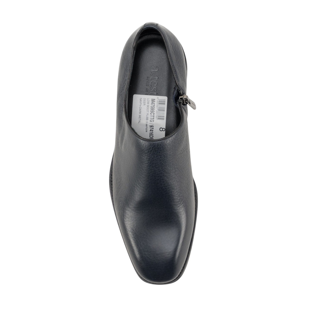 1200$ TESTONI Low Boot Slip On Zip Shoes Deer Navy 8 UK / 9 US / 42 IT
