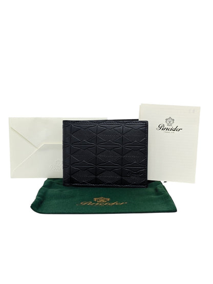 350$ PINEIDER FIRENZE 1774 Embossed Leather Bifold Wallet Blue Navy