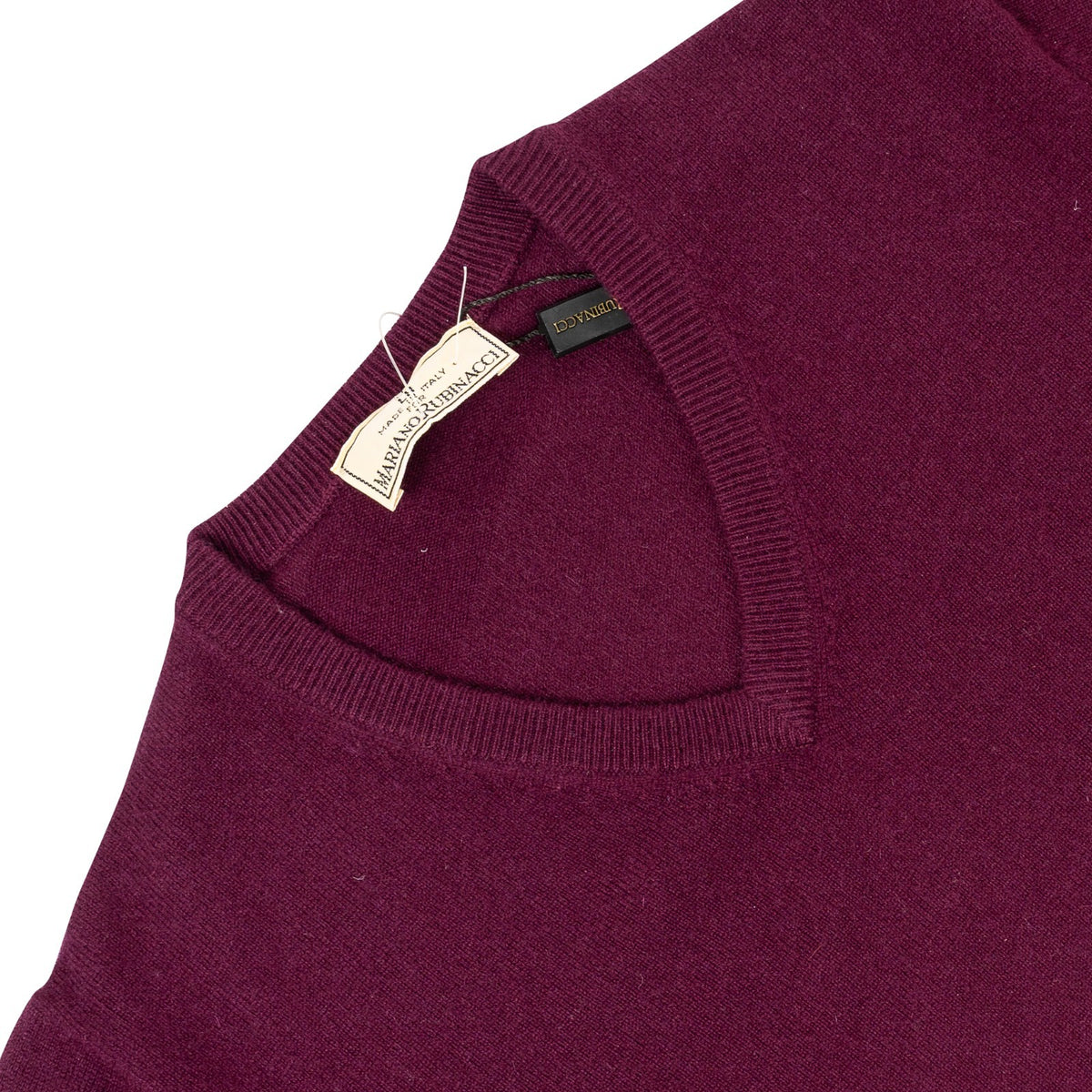 750$ RUBINACCI NAPOLI Eggplant Sweater V-Neck 100% Cashmere 38 US / 48 EU