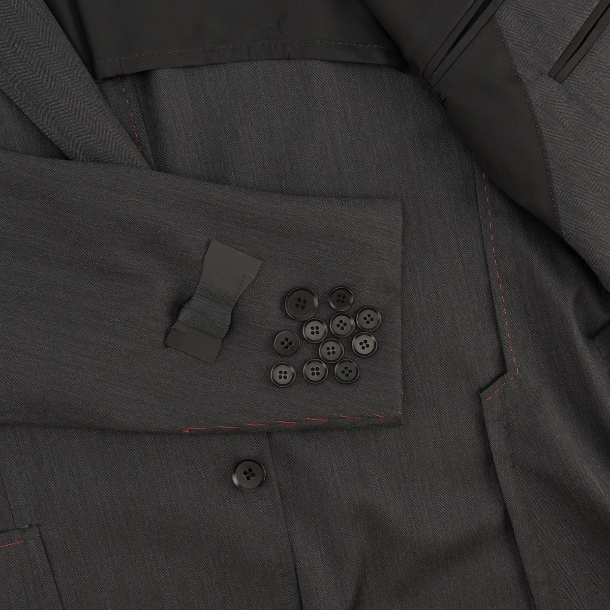 $6850 ISAIA NAPOLI "Capri" Gray Suit Hand-Sewn Fine Wool Herringbone