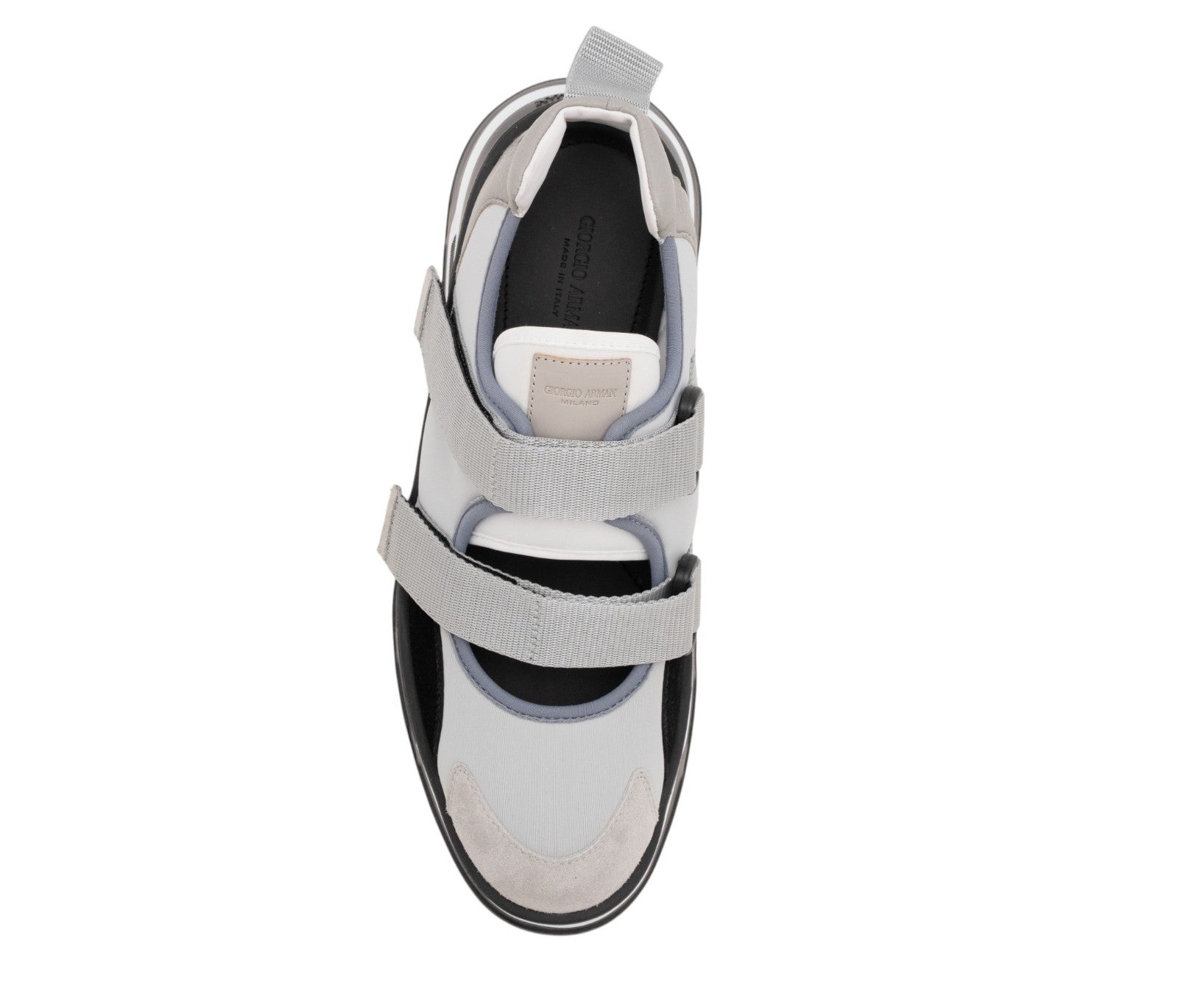 1450$ GIORGIO ARMANI Sandal Sneakers Shoes Tech Suede Strapped Ice Gray Lug Sole