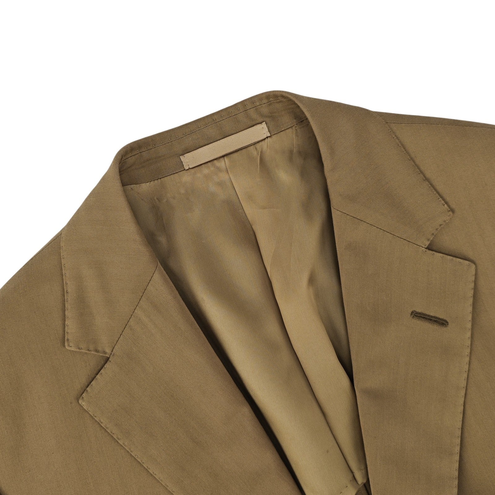1950$ RAFFAELE CARUSO Handmade Suit Beige Herringbone Cotton Wool  Made in Italy
