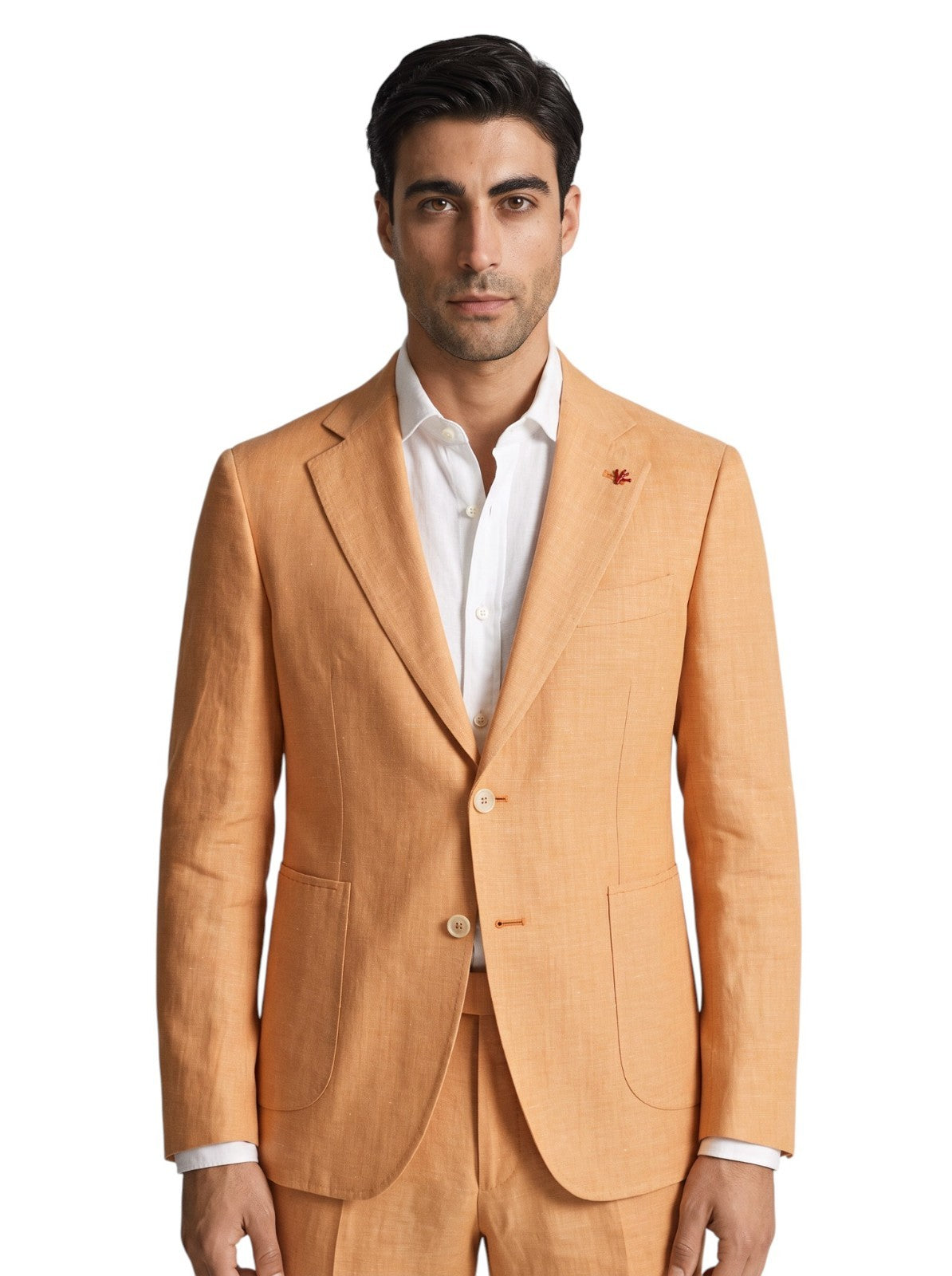 $5900 ISAIA NAPOLI "Capri" Orange Suit Fine Wool / Linen 38 US / 48 EU 8R