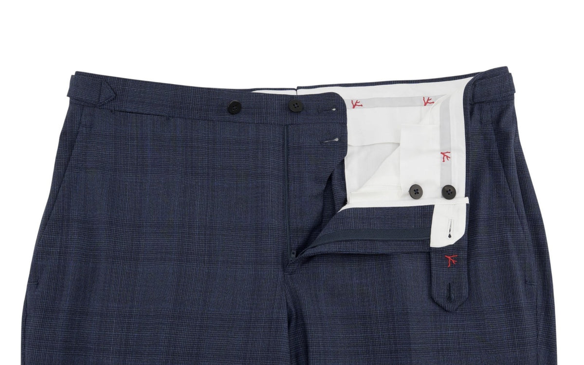$6700 ISAIA "Sanita" Blue Suit Wool Glen Plaid Comfort Project 42 US / 52 EU 7R